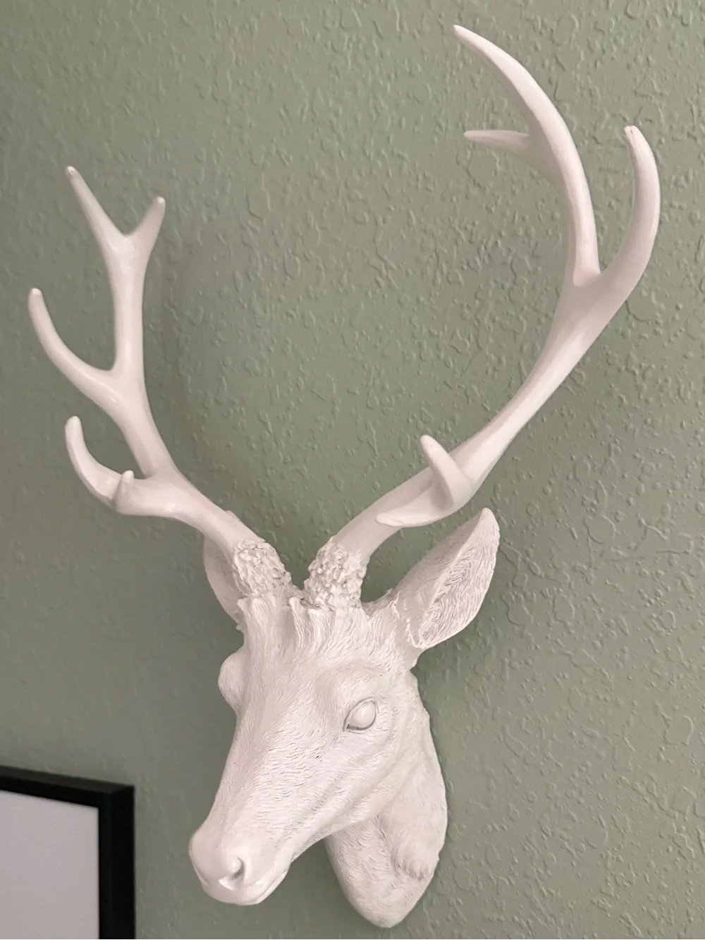 White Deer Head Wall Decor - Modern Antler Accent